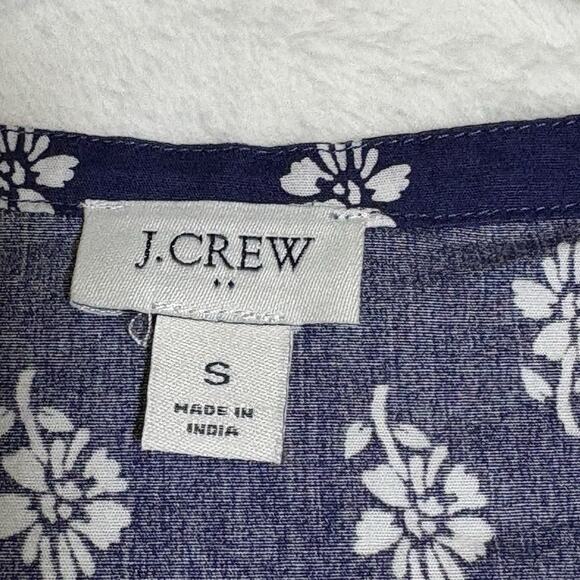 J. Crew Womens Navy Blue Blouse Size Small Cotton Poplin Cap Sleeve V Neck - Picture 5 of 8